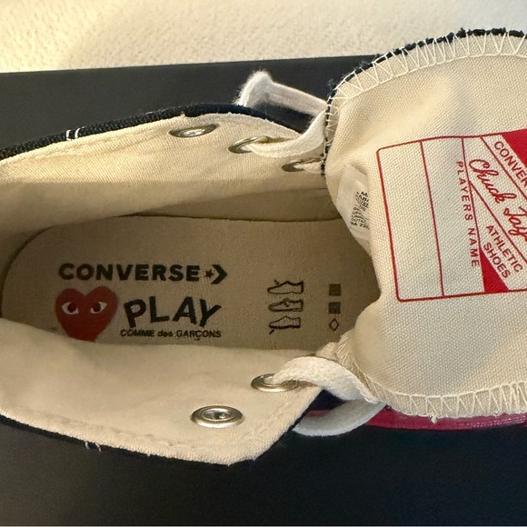 Converse des Garcons Black and Red High-Top Sneakers - Picture 7 of 8